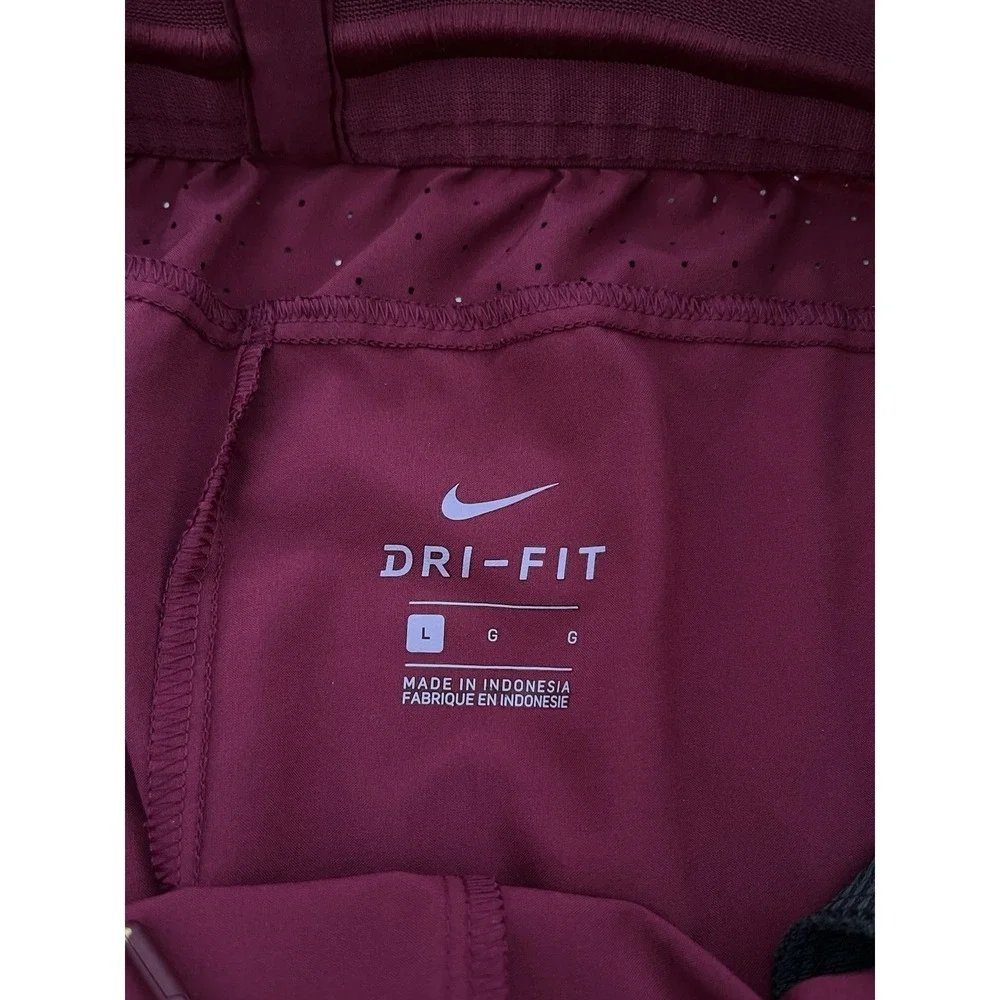 Nike Track Pant Medium Maroon Black Stripe Ankle Zip Dri-fit Poly Jogger New